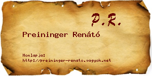 Preininger Renátó névjegykártya